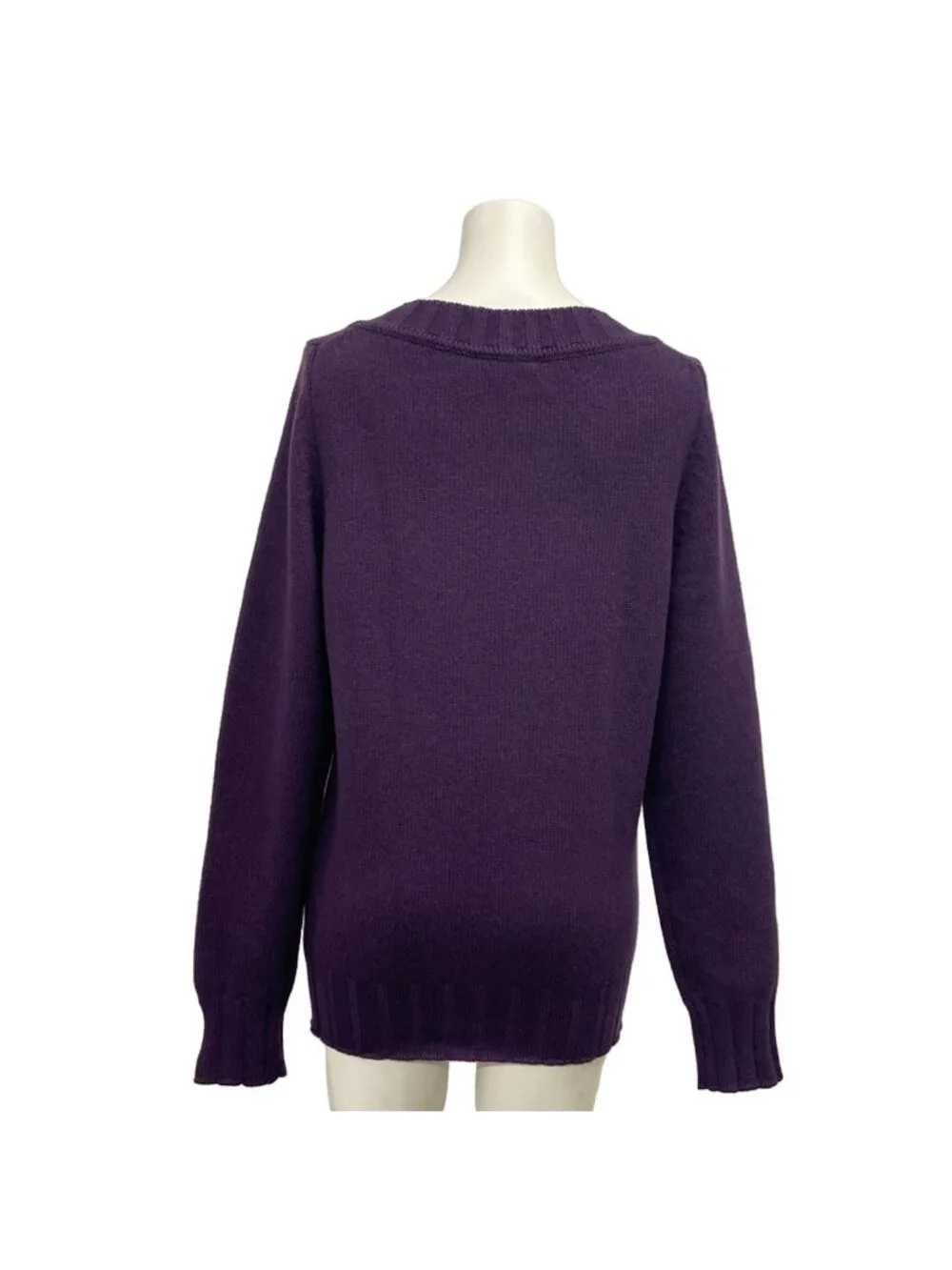 Chanel Long Sleeve Sweater 38 M Purple CC Logo Cashmere